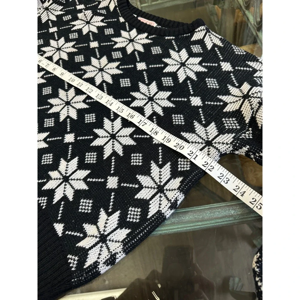 Fair Isle Snowflake‎ Knit Sweater Womens M/L Nordic Grunge Winter Lodgecore